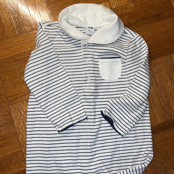 Janie and Jack white and navy stripe one piece size 18-24 months - Picture 2 of 5